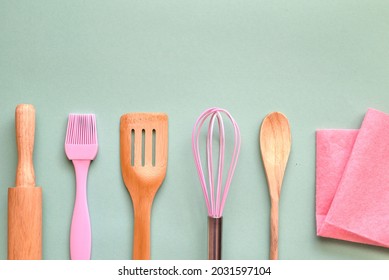 Kitchen utensils for bakery with copy space