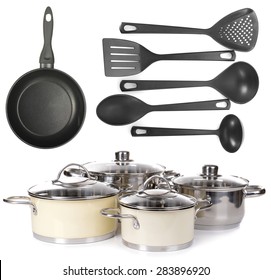 Kitchen utensils isolated on white - Shutterstock ID 283896920