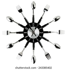 Kitchen Wall Clock Made Of Silverware