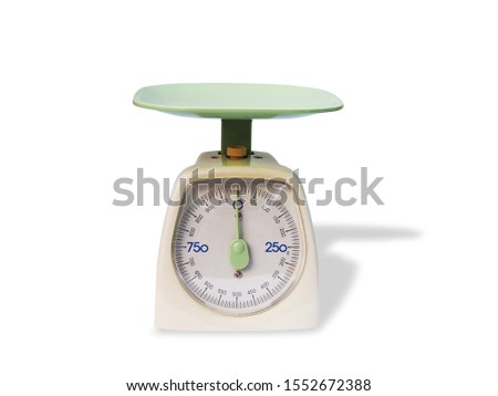 Kitchen weight scale isolated on white background with clipping path.