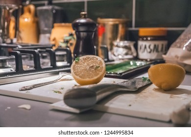Kitchen While Cooking Stock Photo 1244995834 | Shutterstock
