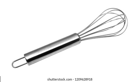 A kitchen whisk isolated on a white background.