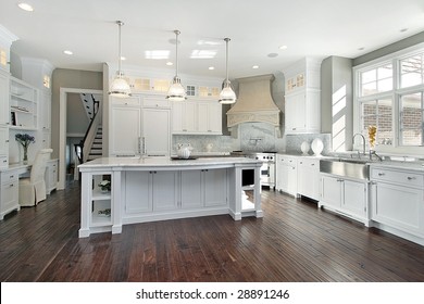 Kitchen with white island - Shutterstock ID 28891246