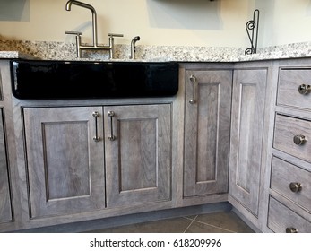 Kitchen, Wood Cabinets With Granite