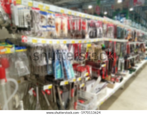 kitchenware department on blur\
background, Picture of Small kitchen utensils in blur style\
effect.