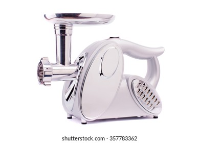 Kitchenware and household. Meat-mincer isolated on white.