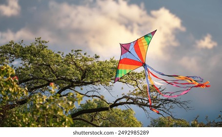 Kite stuck in a tree up high after flying it - Powered by Shutterstock