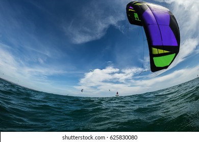 Kite Surf Ride His Hydrofoilkite