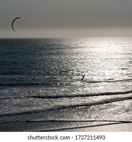 Kite surfer at sunset off highway 1 big sur California