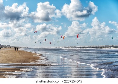 Kite surfers on the water of North Sea, Zandvoort, Netherlands - Powered by Shutterstock