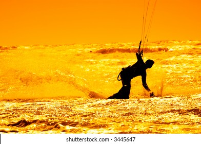 Kite Surfing During Sunset