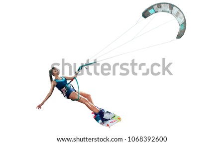 kite surfing isolated on white