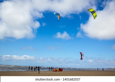 Kite Surfing On The Beach - Lytham St Annes, UK - 24 July 2011