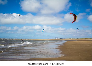 Kite Surfing On The Beach - Lytham St Annes, UK - 24 July 2011