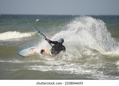 Kite surfing - watersports - at Al Uthaoba beach in Muscat city in Sultanate of Oman 