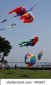 Kites Flying In North Embarcadero Marina Park, San Diego