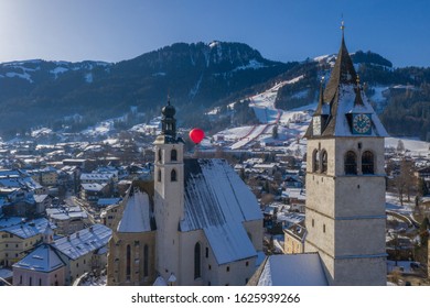 Kitzbuehel Hahnenkamm Race - Ski Resort - City Center With Hahnenkamm Race Course In The Background