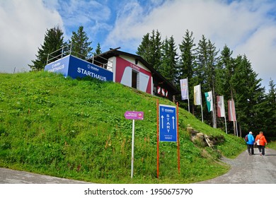 Kitzbuhel, Austria - July 28, 2017. Hahnenkamm Ski Race Start Point And The Austrian Alps In Summer, Kitzbuhel, Tirol, Austria.