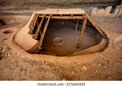 Kiva Roof Reconstructed With Log And Dirt Ceiling In Mesa Verde National Park