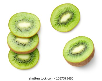 Kiwi Fruit Isolated On White Background. Top View