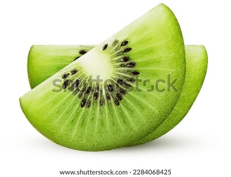 Kiwi fruit two slice isolated on white background. Clipping Path. Full depth of field.