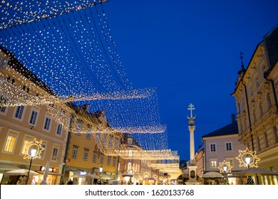 Klagenfurt, Carinthia, Austria - Main Street Christmas Season Lights Decoration