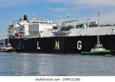 KLAIPEDA,LITHUANIA- JUNE 28: LNG Tanker ARCTIC AURORA (registered in Malta) in the Baltic sea on June 28,2016 in Klaipeda,Lithuania.