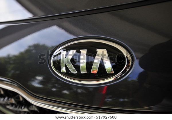 KLAIPEDA,LITHUANIA-JULY 12: KIA\
Motor logo  on July 12,2016 in Klaipeda,Lithuania.Kia Motor\
Corporation headquartered in Seoul, is South Korea\'s second-largest\
automobile\
manufacturer.