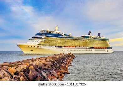 Klaipeda,Lithuania-June 09,2015:cruise liner Celebrity Eclipse in port.Celebrity Eclipse is a Solstice-class cruise ship, operated by Celebrity Cruises.