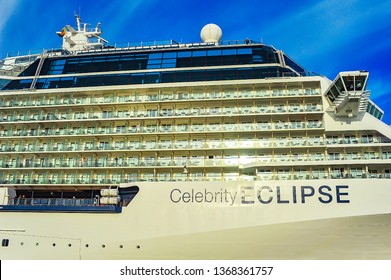 Klaipeda,Lithuania-May 28,2015:cruise liner Celebrity Eclipse. Cruise liner Celebrity Eclipse is a Solstice-class cruise ship, operated by Celebrity Cruises.