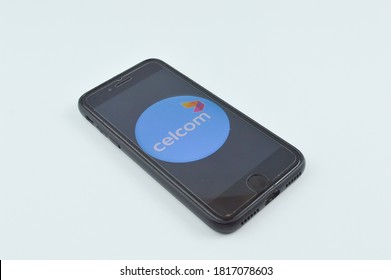 Klang, Malaysia: 18th September 2020- Celcom logo displayed on a smartphone screen isolated on a white background.Celcom Axiata Berhad, DBA Celcom, is the oldest mobile telecommunications provider.