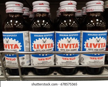 Klang , Malaysia - July 16th 2017 : Livita is a brand name of health/energy drink display on the shelf in supermarket. 