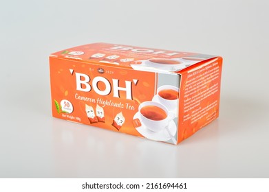 Klang, Malaysia: May 29, 2022- Boh's Tea Box Isolated On A White Background