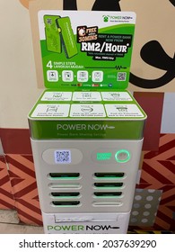 KLANG, MALAYSIA - September 3, 2021 : Power Bank Rental Machine For Phone Charging Placed In A Shopping Complex