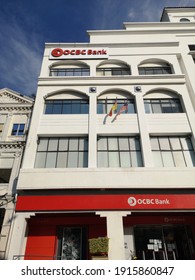 Klang Selangor, Malaysia - February 13, 2021 : Front Entrance View OCBC Bank Branch At Klang Valley. 