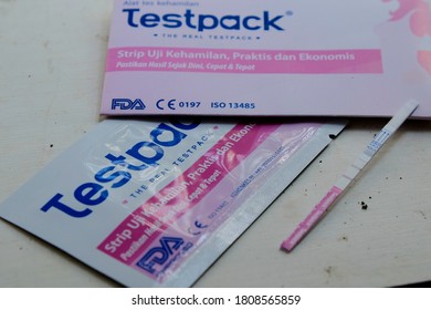 Klaten, Central Java September 04 2020 Manual Pregnancy Test Pack, Line Two / Positive