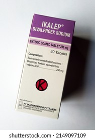 Klaten, Indonesia - April 20, 2022: Ikalep Divalproex Sodium Isolated On White. A Medication Used To Treat Seizure And Bipolar Disorder