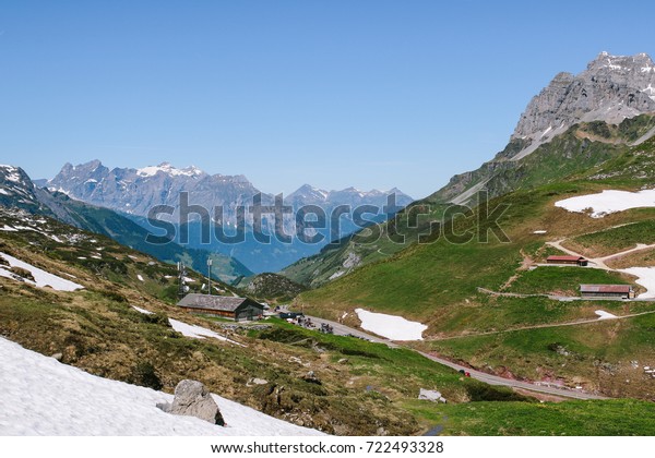 Klausenpass, a mountain pass in the Swiss
Alps, part of the Alpine Pass Route, a long-distance hiking trail
across
Switzerland.