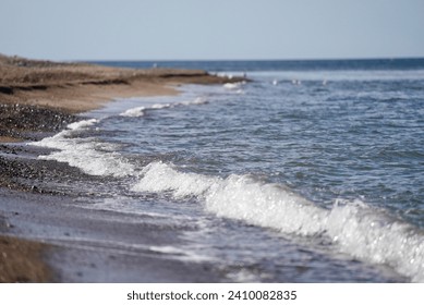 Klitmoller Smooth Waves On Magical Sandy Beach, Fabulous Blue Water, Denmark, Europe, panoramic view of the sand dunes, the beach, and the wavy North Sea, Emerald sea colour, Waves hitting rocks  - Powered by Shutterstock