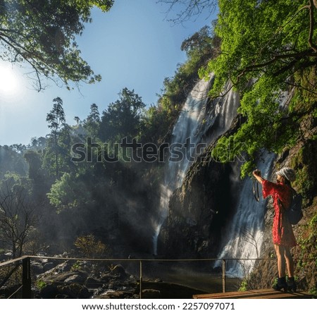 Klonglan water fall in Khlong Lan National Park in Kamphaeng Phet near Chiang mai, Thailand, un seen travel point for camping and relax in holiday