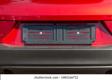 Kloof, South Africa, August 2019- A Close Up View Of The Plastic Cover On A New Car That Holds The Licence Plate On The Vehicle