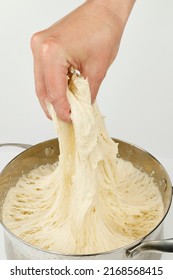 Kneading Yeast Dough By Hand. Sourdough Bread.