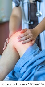 Knee injury and joint pain in elderly patient under doctor surgical medical exam, physiotherapy and treatment from osteoporosis, bone disease, leg tendon tear or orthopaedic surgery - Shutterstock ID 1603664521