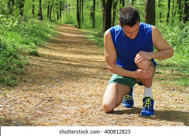 Knee Injury, Man Runner With Knee Pain