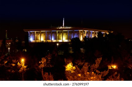 Knesset (the Parliament Of Israel) At Night