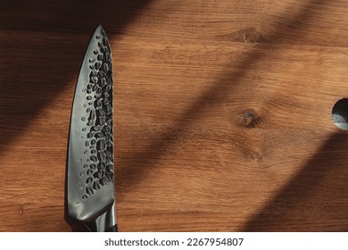 Knife blade. Japanese chef's knife. Background for the menu. - Powered by Shutterstock