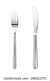 Knife And Fork Isolated On White Background