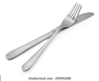 Knife And Fork Isolated On White Background