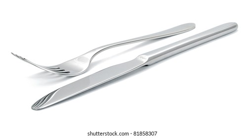 Knife And Fork Isolated On White Background