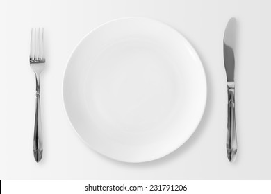 Knife And Fork With Plate